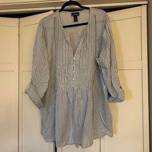 Lane Bryant Light Blue Striped Blouse